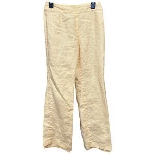 Talbots Pants Womens 8 Yellow Irish Linen Side Zip Minimalist Lagenlook BLEMISH
